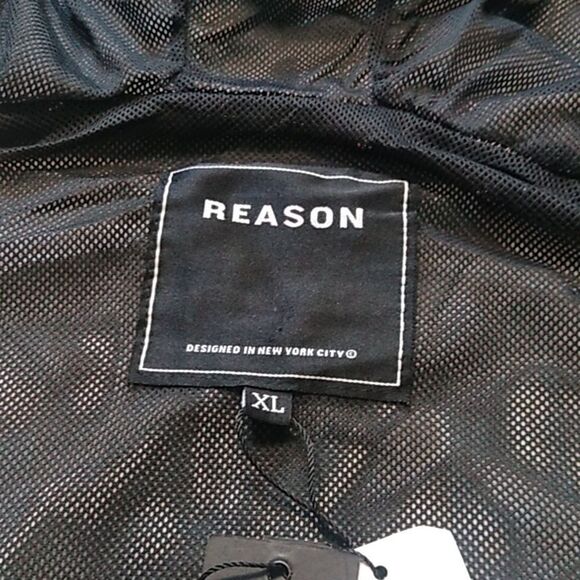 Reason Brand Gold Green Pink and Black Patterned Windbreaker/Rain Coat Jacket - Picture 2 of 6